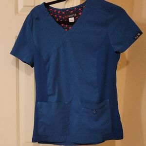 Koi Basics Women's Caribbean Blue Scrub Top Small